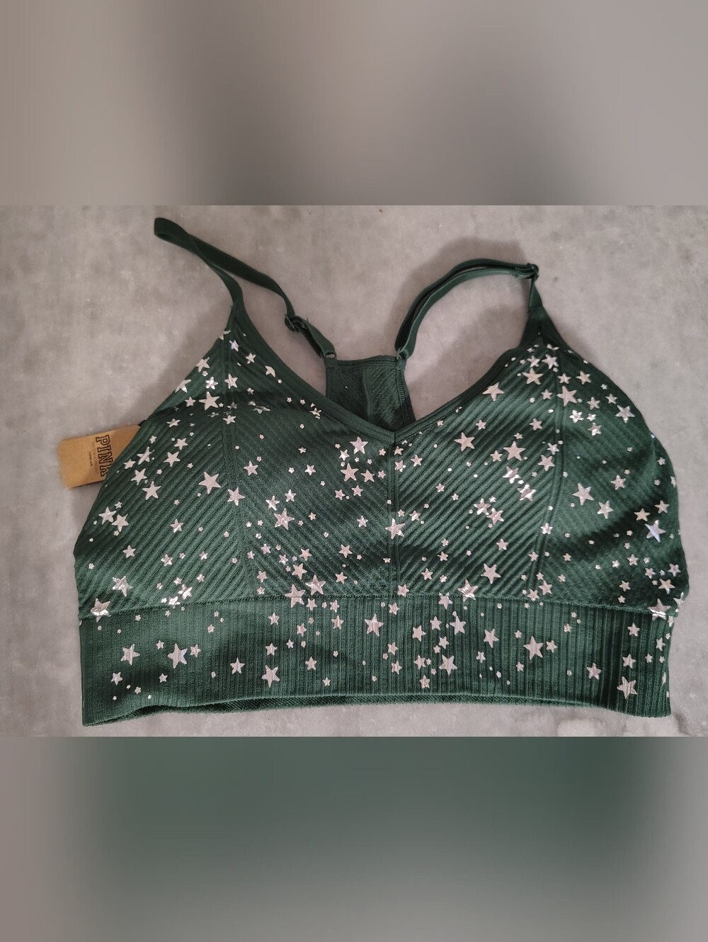 Victoria's Secret Dark Green Star-Print Seamless Sports Bralette